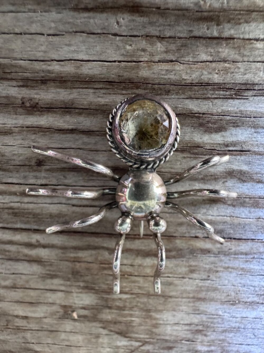 Sterling Silver Citrine Spider Brooch Pin Figural Insect Jewelry 1.5” 6.49g - Picture 3 of 10